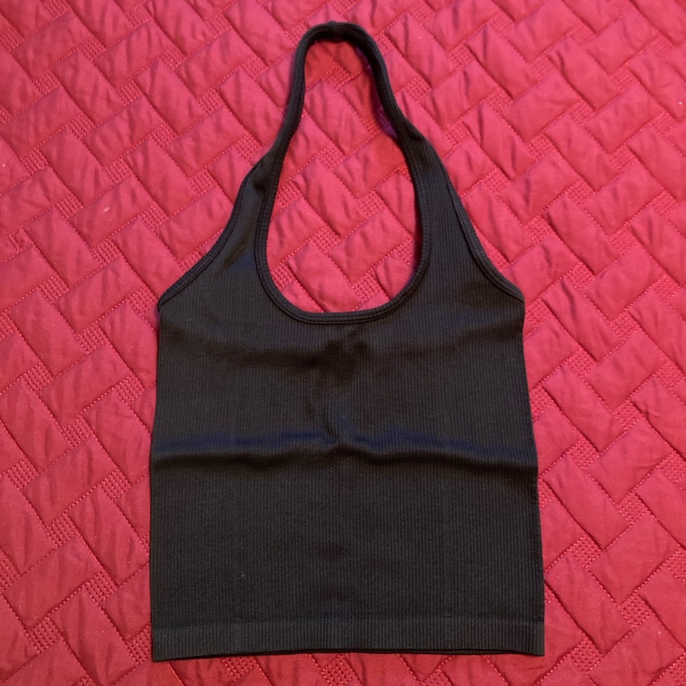 American Eagle Stretchy Ribbed Halter Crop Top